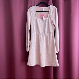 Pink ribbed sweater dress